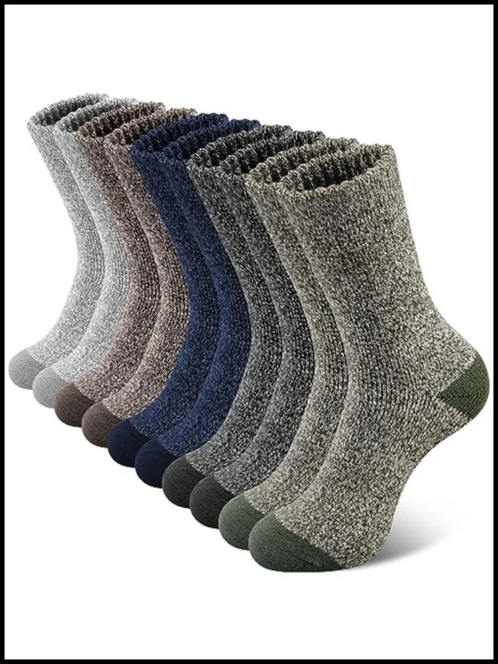 5 Pairs Merino Wool Thick Hiking Socks Men Thermal Winter Crew